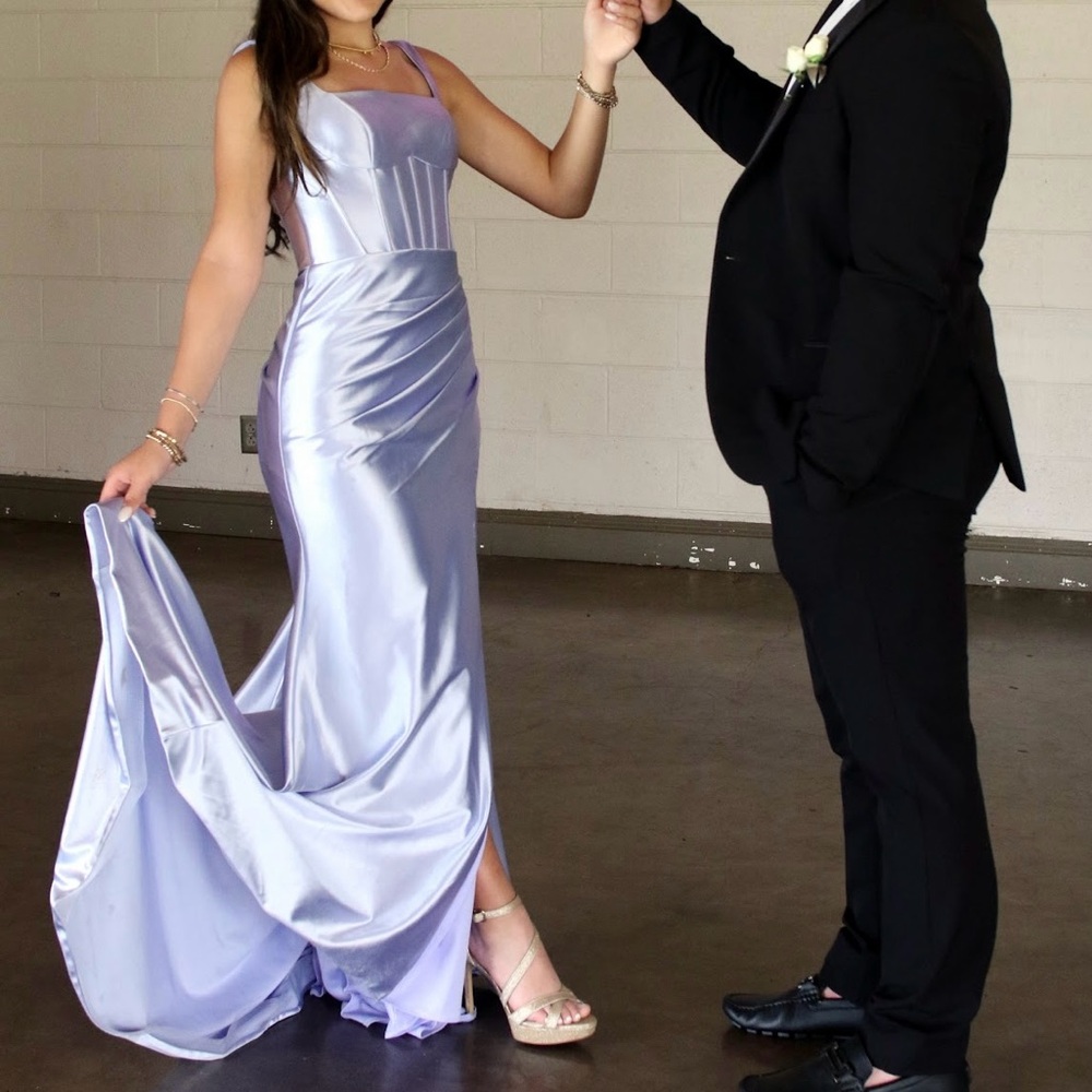 Elegant Lavender Satin Gown